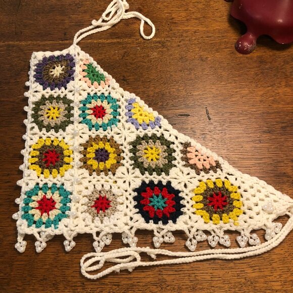 Crocheted Vest Halter Womens OOAK Boho Hippie Bare Back Artisan - Picture 7 of 7